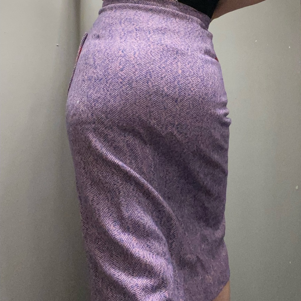 Vintage Herring Bone Purple Midi Skirt - Picture 8 of 8